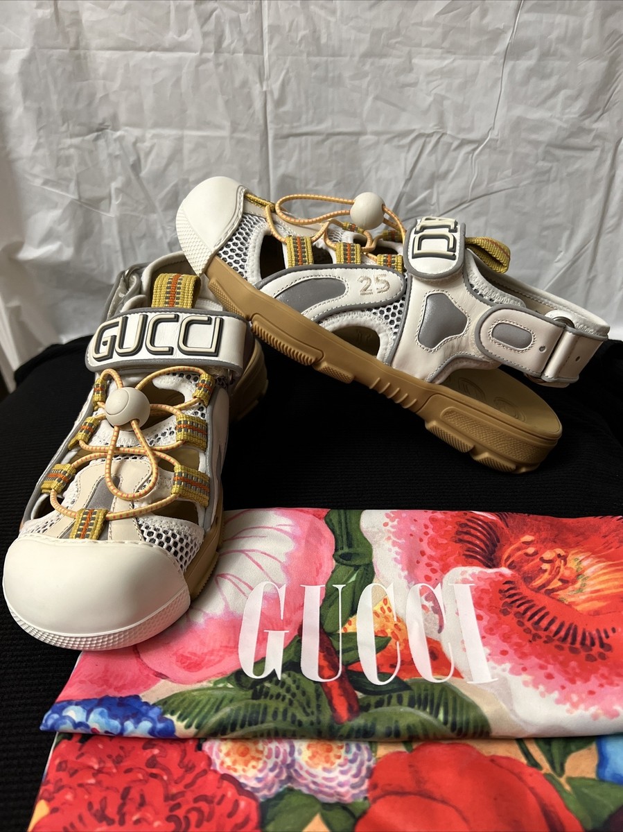 Gucci Womens Leather And Mesh Fabric Tinsel Sport Sandals US
