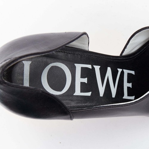 LOEWE gold curved heel black leather slip on heeled shoes EU39 - Picture 9 of 11