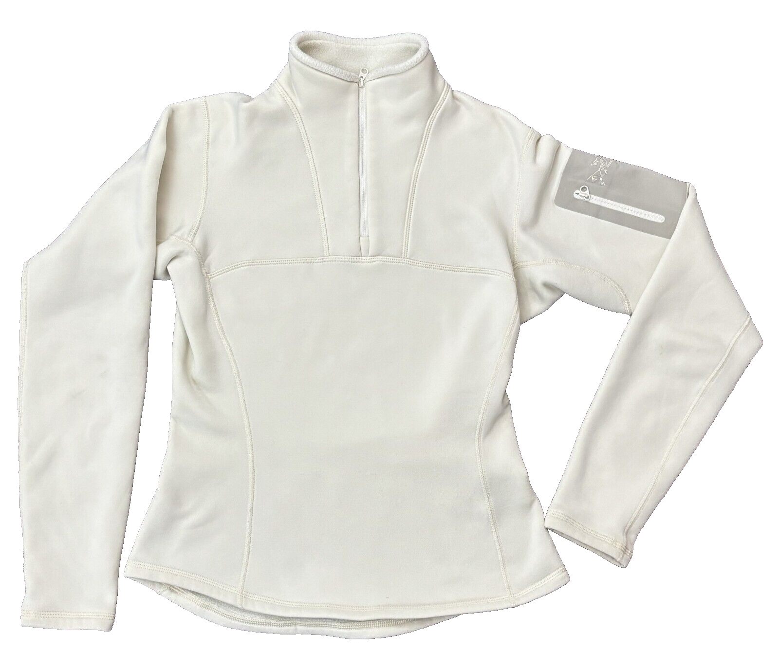 ARC'TERYX Arcteryx Giacca Pile Donna Logo Taglia XS PolarTec 1 4 Zip Bianco