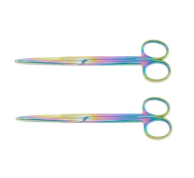 2 Precise Premium Quality Mayo Scissor 6.75''Straight Rainbow Surgical Instrument
