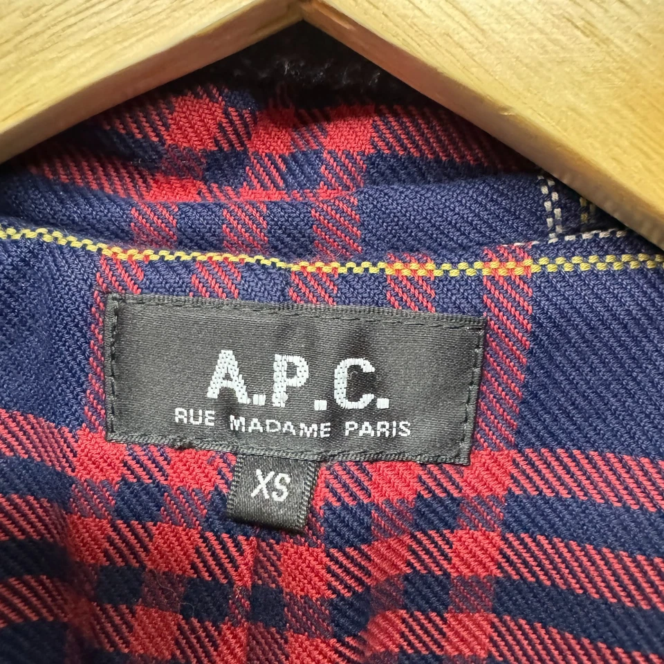 Chaqueta de mujer APC XS abrigo de lona lana pesada con capucha palanca forrada de franela azul Foto 3 de 4