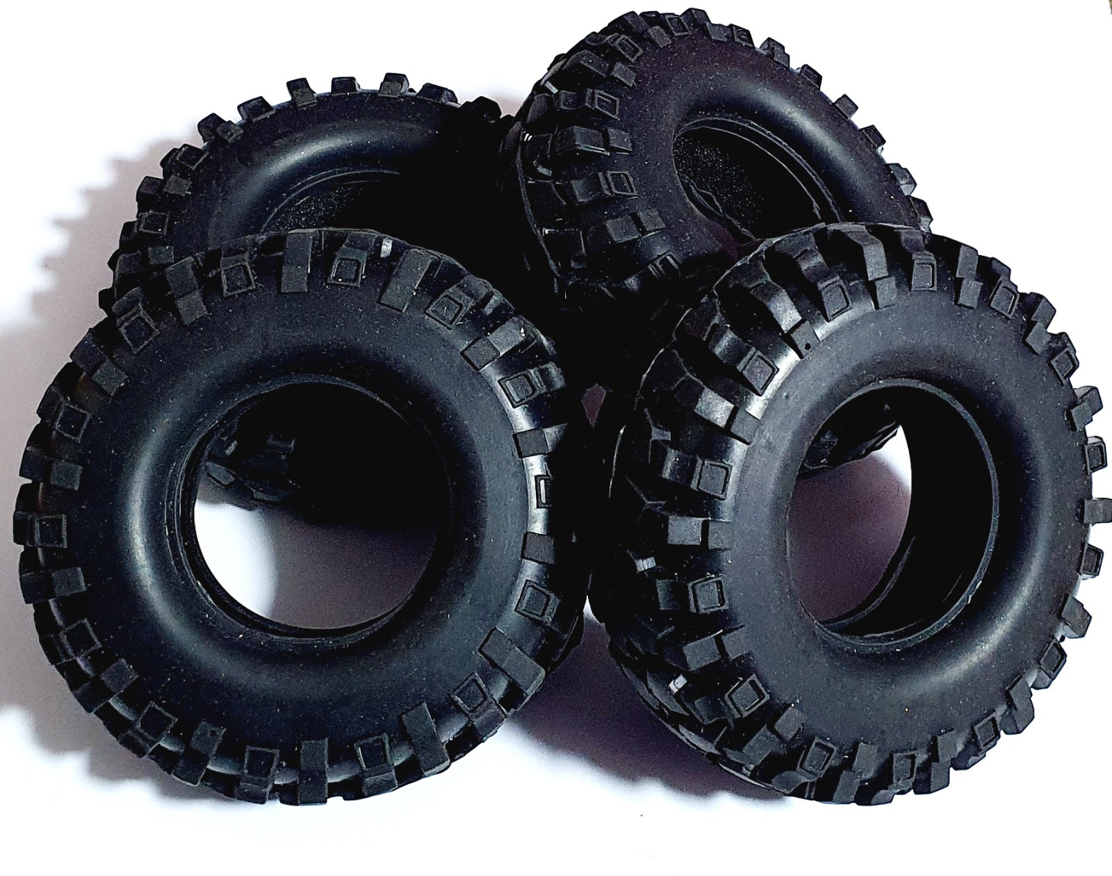 270033 1/10 Scale Off Road RC Rock Crawler Rubber Tyres Tires x 4 Black 105mm