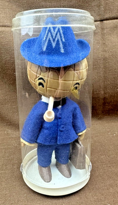 DDR Schalkau / Motivpuppe '' LEIPZIGER MESSE MASKOTCHEN '' - in Dose / ca. 1960/70