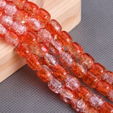 20pcs Half Orange 10x8mm Cylinder Oval Crackle Crystal Glass Loose Beads