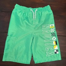 Vintage Nautica Boy's Bright Green Swim Trunks Shorts - Large