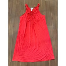 Max Studio Red Crochet Lace Neckline Sleeveless Mini Shift Dress S 9910U59