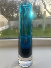 Large Whitefriars Tapered Chimney Vase In Kingfisher Blue