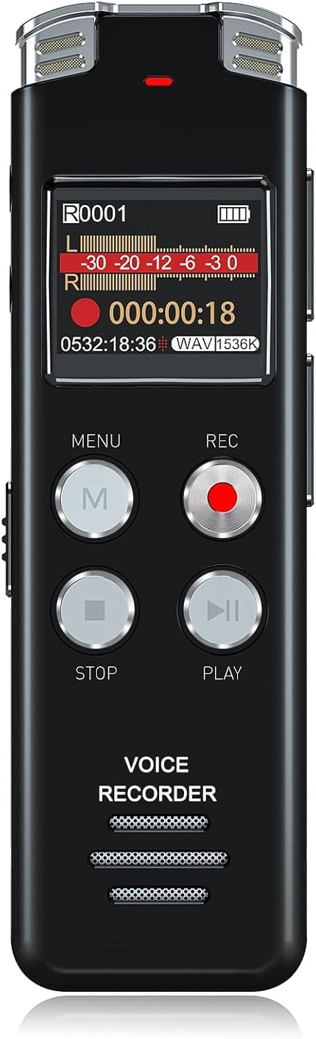 128GB Digital Voice Recorder with Voice Activated Recording and Playback - EVIS