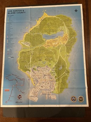 Grand theft auto v gta 5 los santos Blaine county poster map insert only