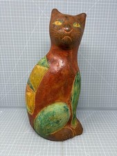 Large Vintage Ceramic Cat Statue Possibly Mid Century Rustic Studio Pottery