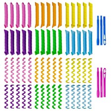60pcs Heatless Hair Curlers Spiral and Wave Styling Kit 2 Styles No Heat Curl...