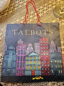 TALBOTS Purple Cityscape Holiday Paper Shopping Bag High-End Department Store