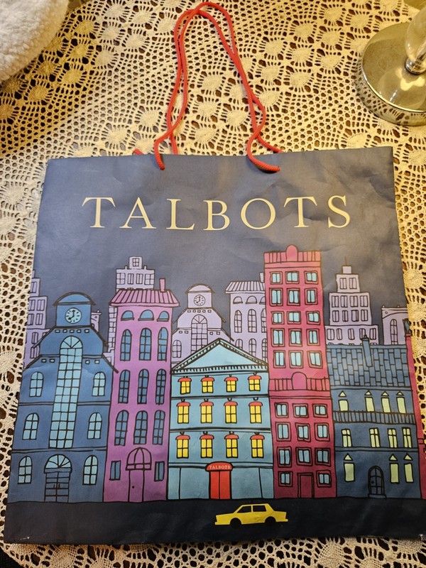 TALBOTS Purple Cityscape Holiday Paper Shopping Bag High-End Department Store