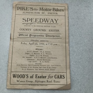 Exeter Speedway programme from 1934