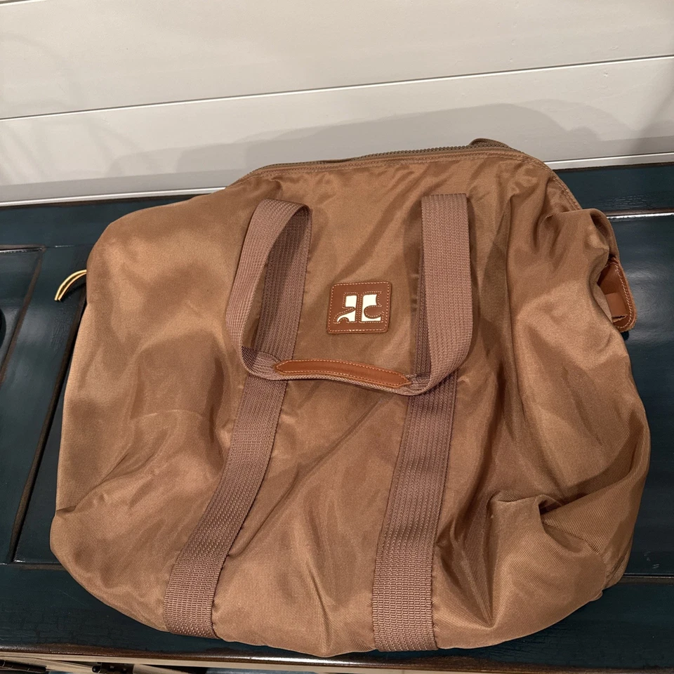 Bolso de viaje Courrèges Paris bolso de lona bolso de fin de semana vintage de nailon y cuero - Foto 2 de 4