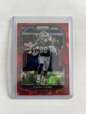 2020 PANINI CEEDEE LAMB ROOKIE CARD RC RED CRACKED ICE PRIZM. rookie card picture