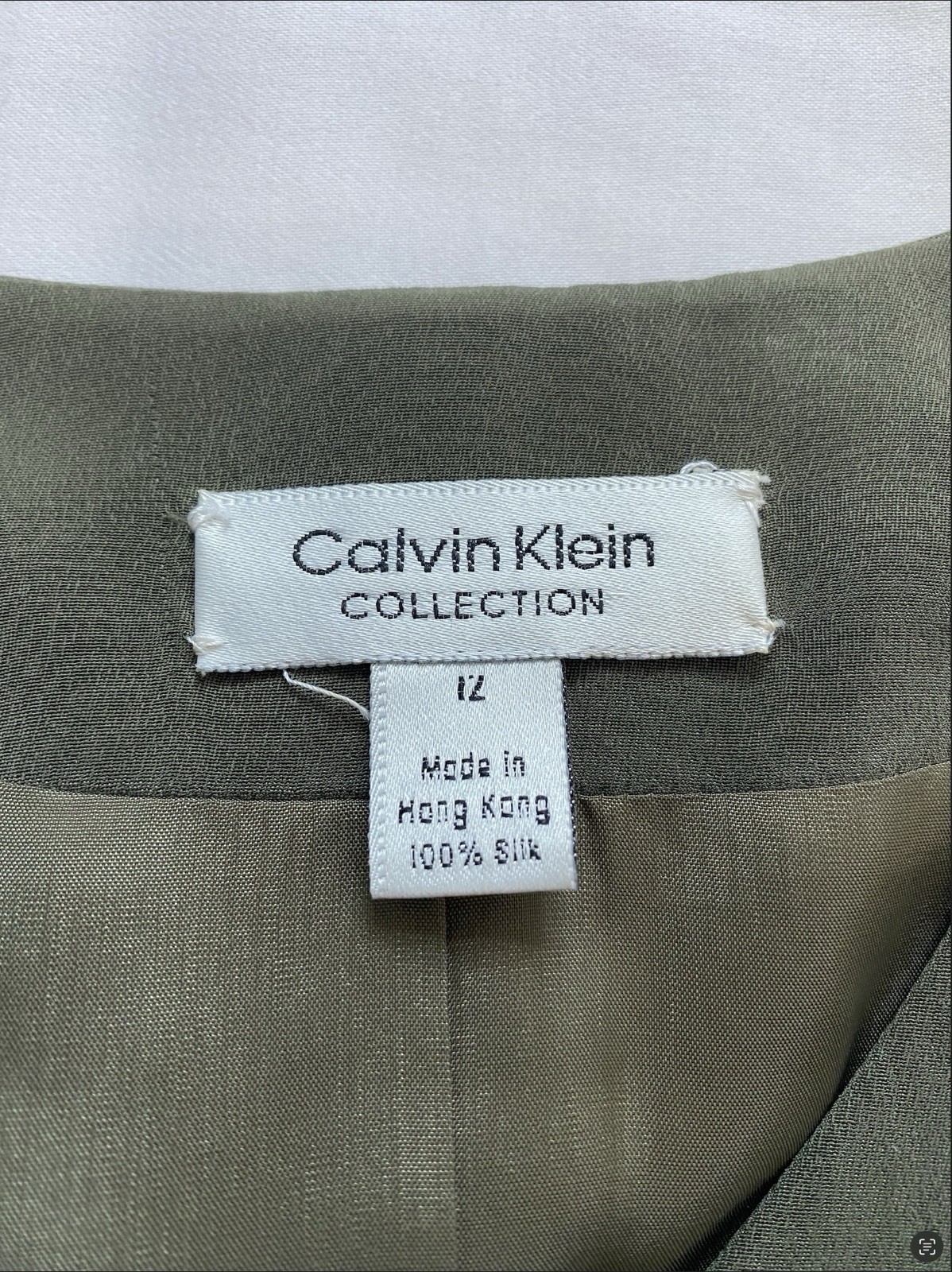 Vintage Calvin Klein Collection Spring 1993 Grey Green Silk Jacket 12 image 5
