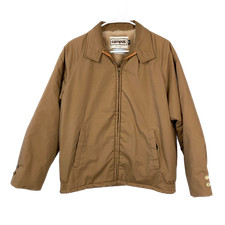 Vintage 70s Campus Mens Tan Bomber Jacket Size 40 Faux Fur Lined Made in USA