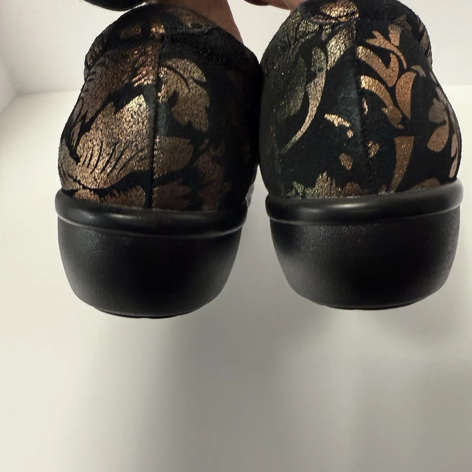 Chinelo Alegria tamanho 42 11 11.5 Lauryn Lau 557 folha de ouro preto camurça metálica novo sem etiquetas - Imagem 4 de 4