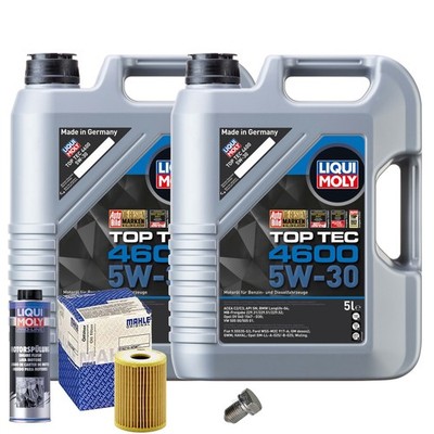 Motoröl 5W30 LIQUI MOLY Top Tec 4600 10L+MAHLE Ölfilter+Spülung+Ölablassschraube