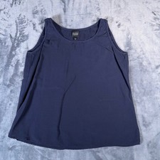 Eileen Fisher Silk Tank Top Women  s Medium Navy Sleeveless Blouse Minimal