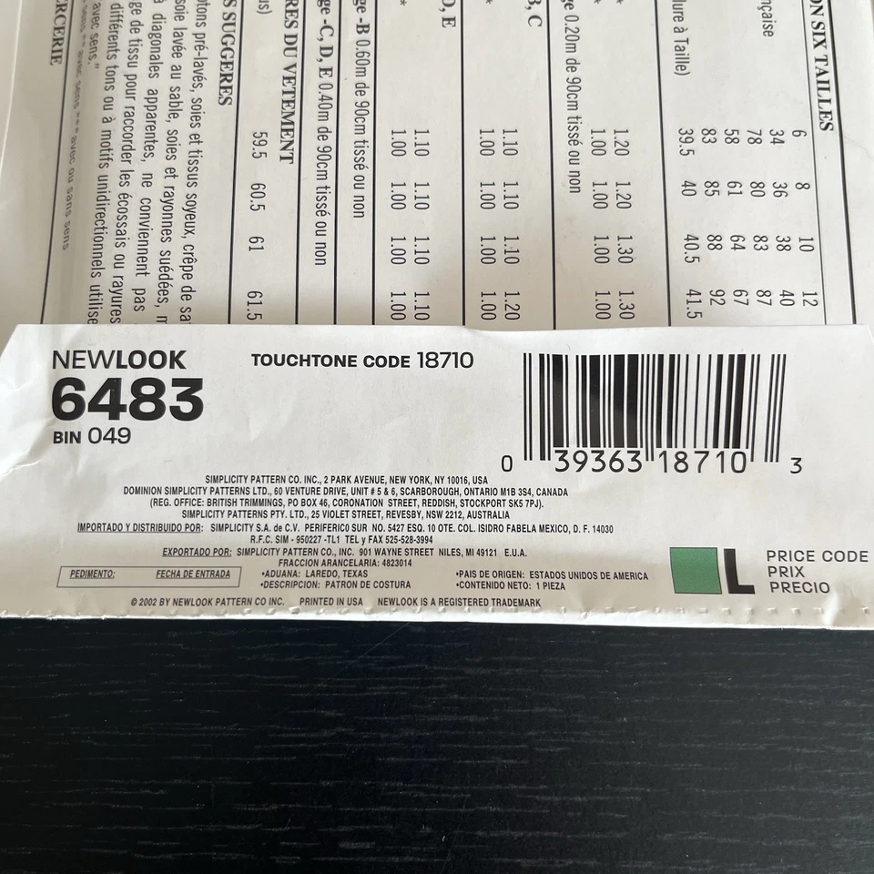 New Look Sewing Pattern 6483 Size 6-16 Tops Sleeveless Short Sleeve 2002 - Image 3 of 4