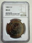 1880-S Morgan Silver Dollar NGC MS63 - BEAUTIFUL TONER & Cartwheel Effect!