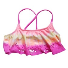 Cat  Jack Pink Tie Dye Flounce Bikini UPF 50 Top, Girls Size: M 7/8  NWT