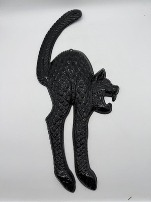 Vintage Plastic Vacuform 3-D Black Cat Halloween Decoration 23.25''