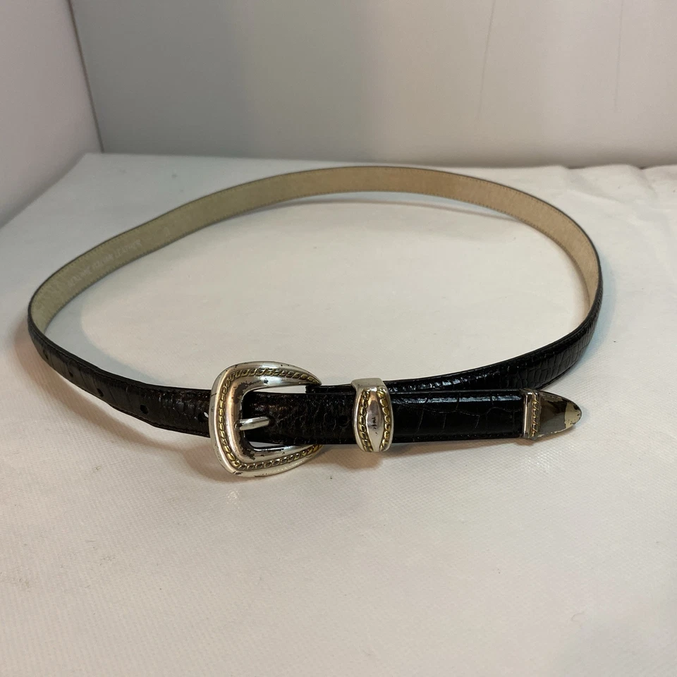 Cinturón Mujer Italiano Cuero Negro Metal Talla Grande Foto 2 de 4