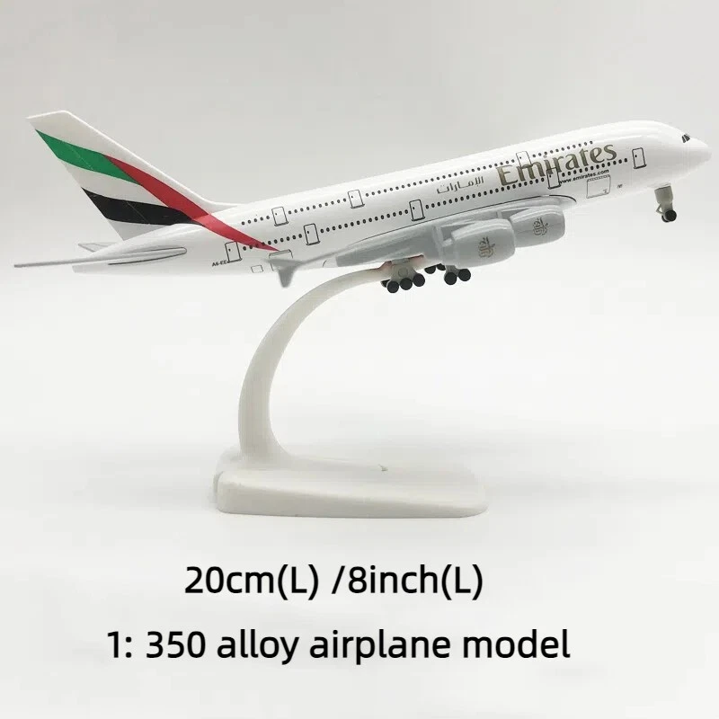 Modello Aereo Lega Die-Cast 1:350 Airbus A380 Emirates Airlines 20cm Collezione - Immagine 2 di 4