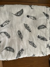 Feathered Swaddle Baby Blanket White Gray