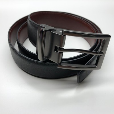 Unbranded Reversible Dress Belt Black Brown Mens Sz 38-40 Gunmetal Buckle 1 1/4''
