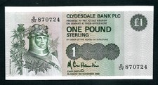 Scotland Clydesdale Bank (P211d) 1 Pound 1988 UNC