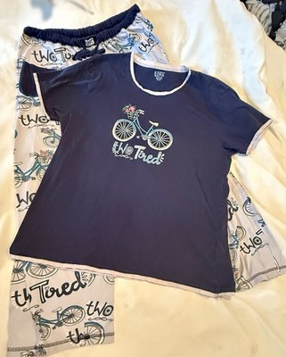 LAZY one ''Two Tired'' BICYCLE Pajamas Women s Shirt XL Pants Large