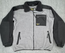 VTG Mountain Hardwear Jacket Mens XL Gray Black Fleece Full Zip USA Made *Read