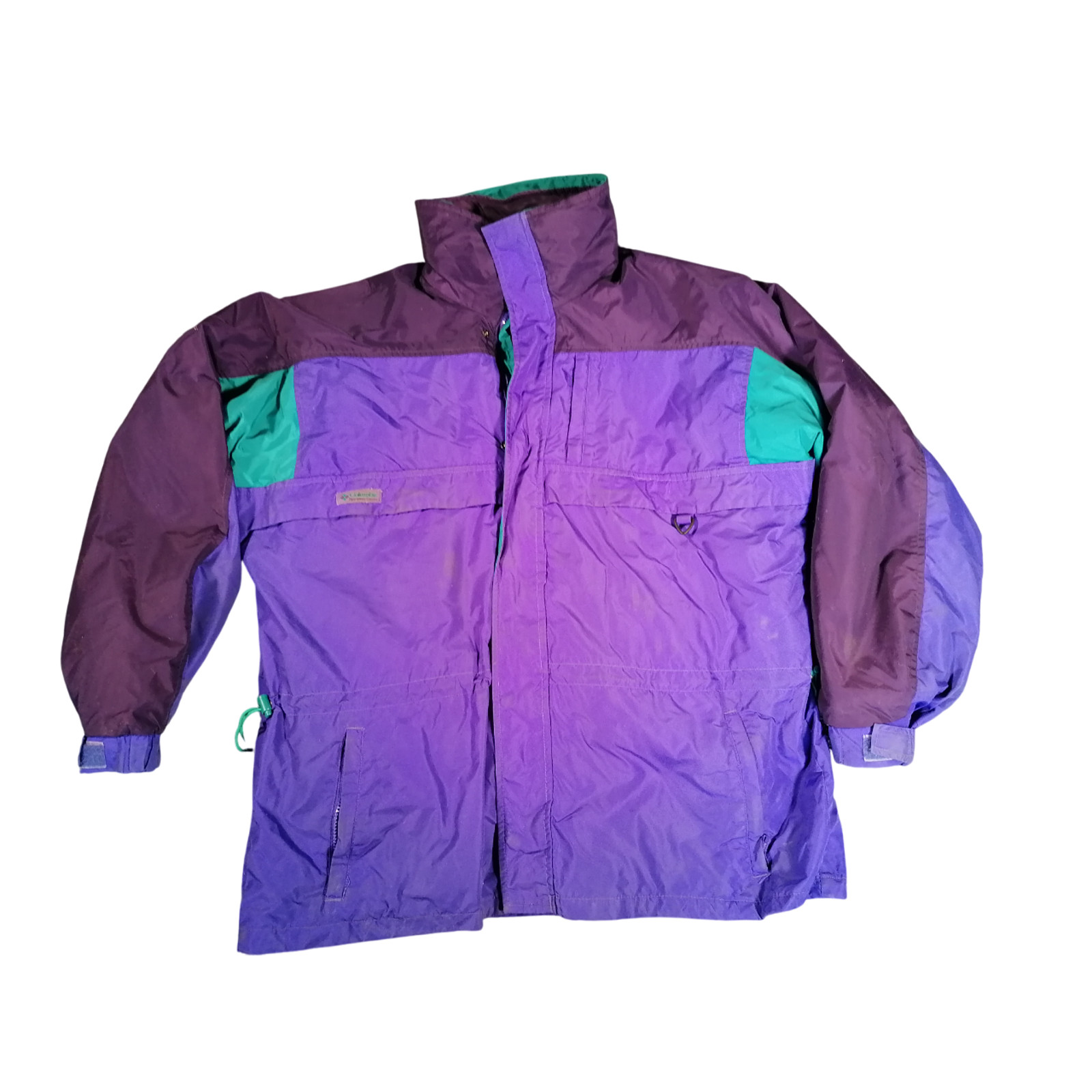 Chaqueta Columbia Grande Púrpura Verde Reversible Para Hombre Años 90 Shell 1990