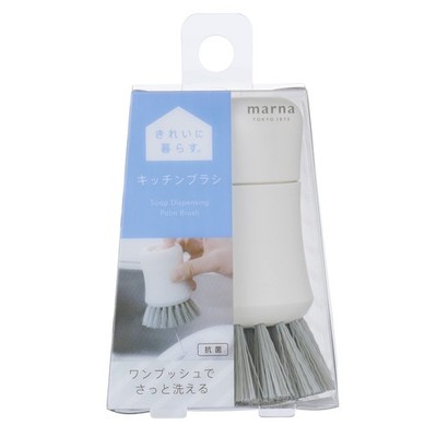 Marna Antibacterial Kitchen Brush (White/Detergent-Infused Brush) For Dishwashi_