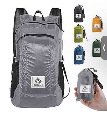 Packable Lightweight 20L Hiking Daypack Backpack Gray, 2 Pockets Zip, Pouch