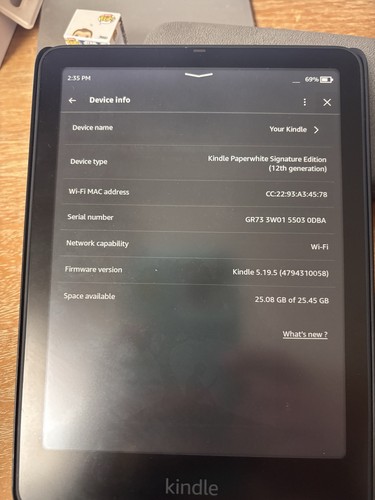 Amazon Kindle Paperwhite Signature Edition 12th Gen 32GB For Parts