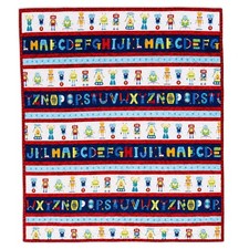 Alpha-Bots Print by Danielle Leone Hand Sewn Baby Learning Crib Quilt Nursery
