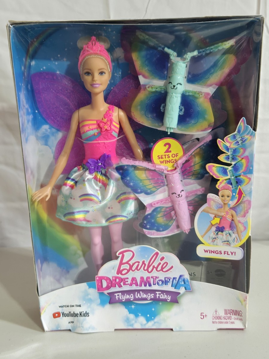 Barbie Dreamtopia Rainbow Cove Flying Wings Fairy Doll NEW