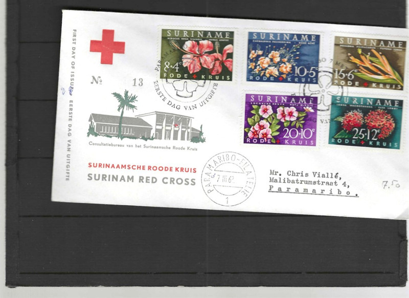 NETHERLANDS  SURINAME 1962 REDCROSS SET BOBS SPECIAL CANCELS  F #907