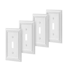DEWENWILS Toggle Wallplate, Metal Light Switch Covers with White Finish 4-Pack