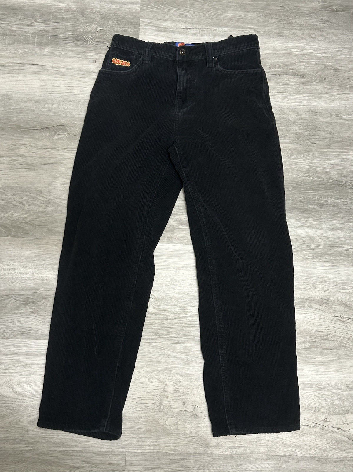 Empyre Corduroy Relax Baggy Skate Pants Men Size 28 Black Missing Button