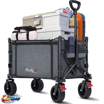Bollerwagen Faltbar 120L 100kg mit Bremsen All Terrain Räder Grau