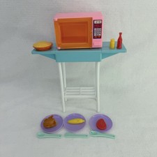 Barbie Kitchen Set 1988 - Mattel Arco - 7347 - Pink Microwave Cart Food Utensils