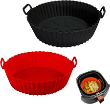 8in Silicone Air Fryer Liners Pots Reusable Tray 3–5 Qt Set