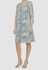 Alex Evenings Women's Green Embroidered Jacket Overlay Scoop Neck Dress Size 18