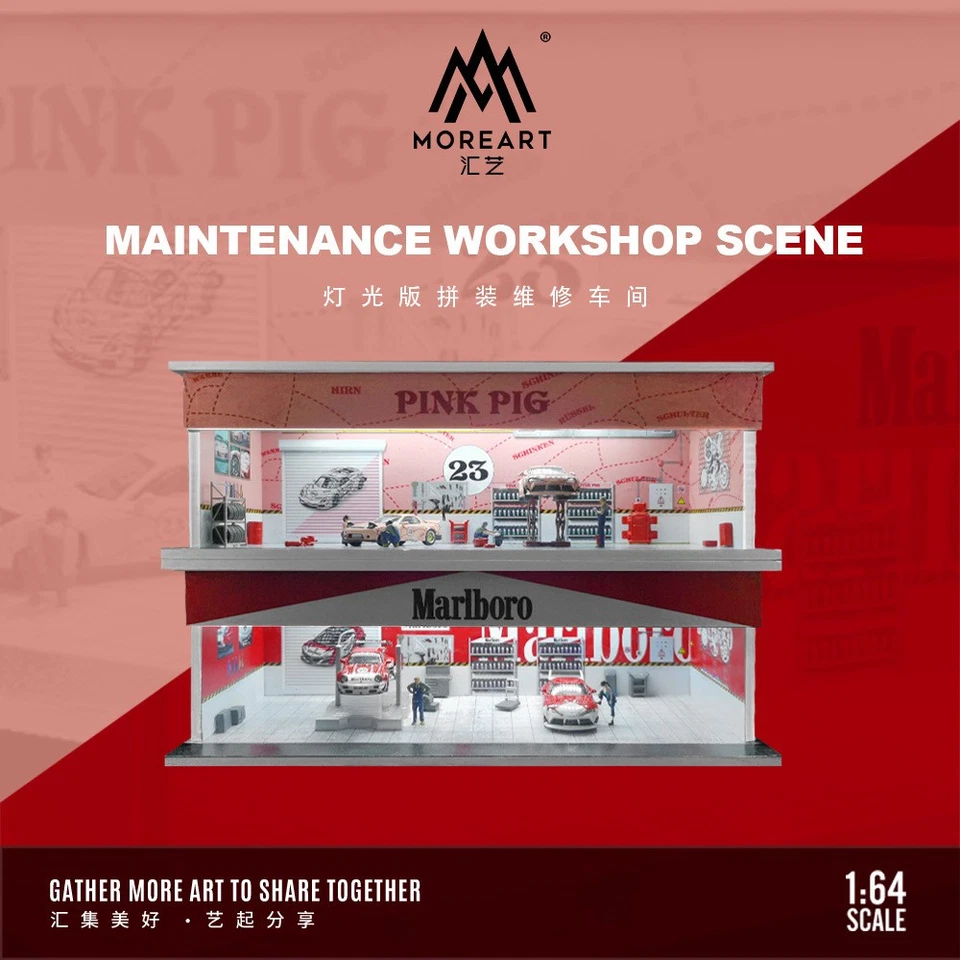 1:64 Parking lot model scene Alloy car model storage Garage dustproof light - Image 4 of 4